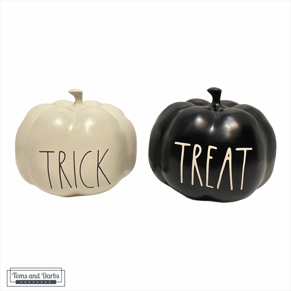 Rae Dunn TRICK TREAT Black & White Small Pumpkins